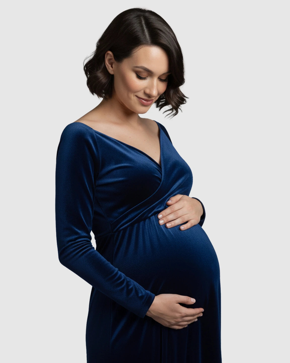 Off-Shoulder Velvet Maternity Gown