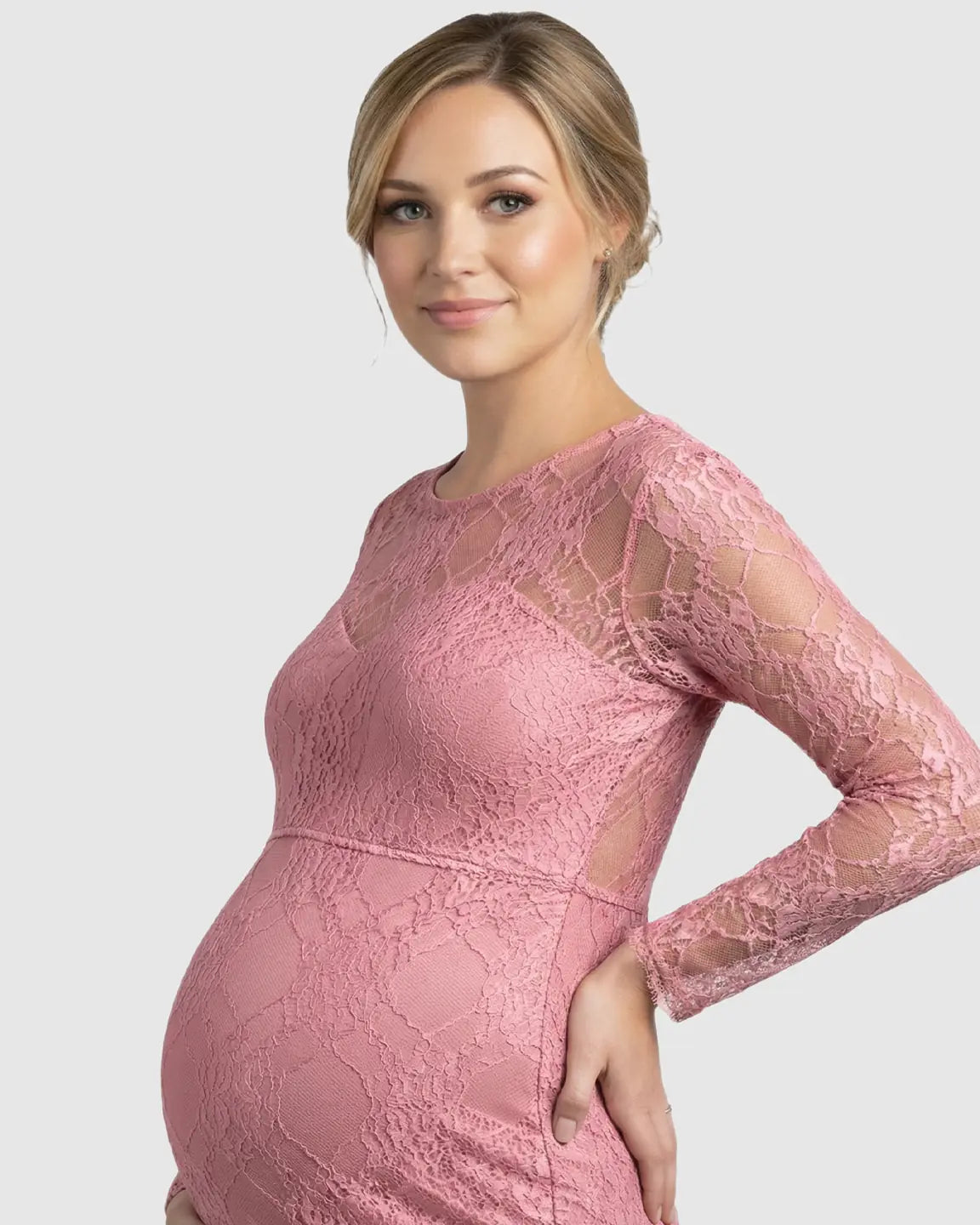 Sheer Lace Trumpet Maternity Photoshoot Gown