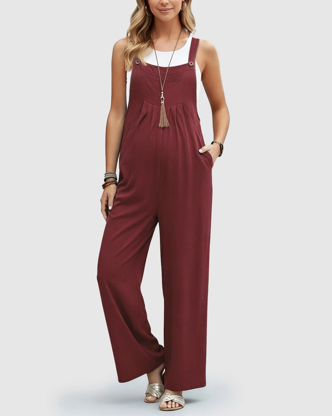 Cotton Drape Maternity Jumpsuit