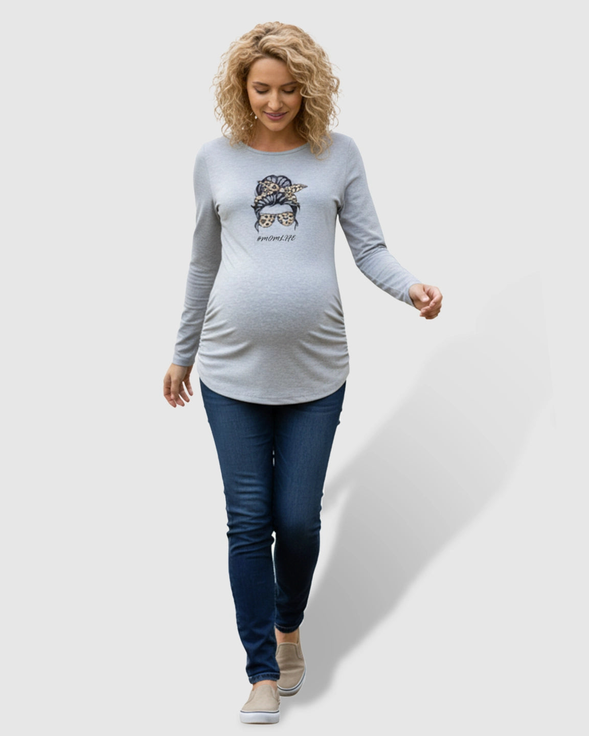 Round-neck Printed Maternity Top