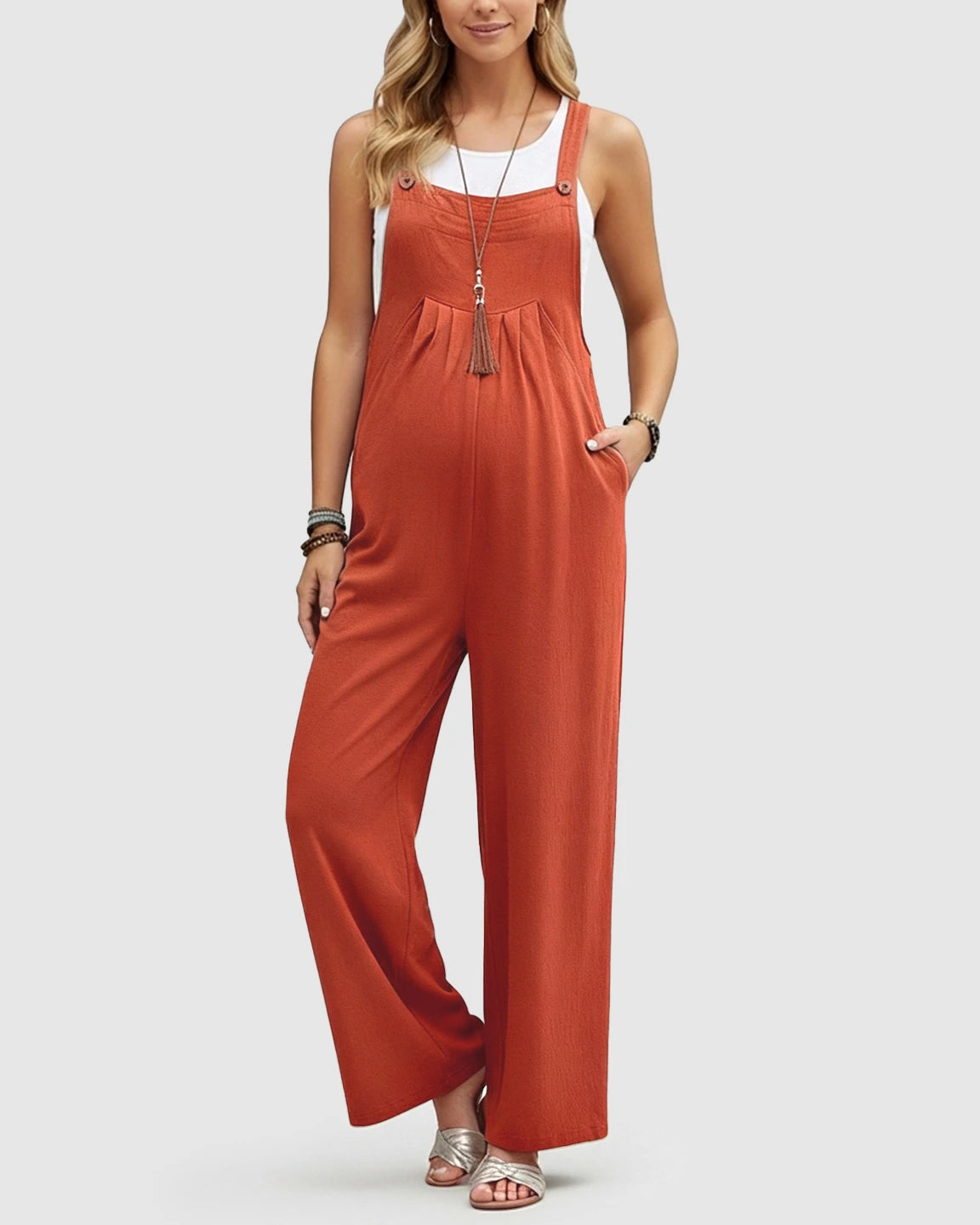 Cotton Drape Maternity Jumpsuit