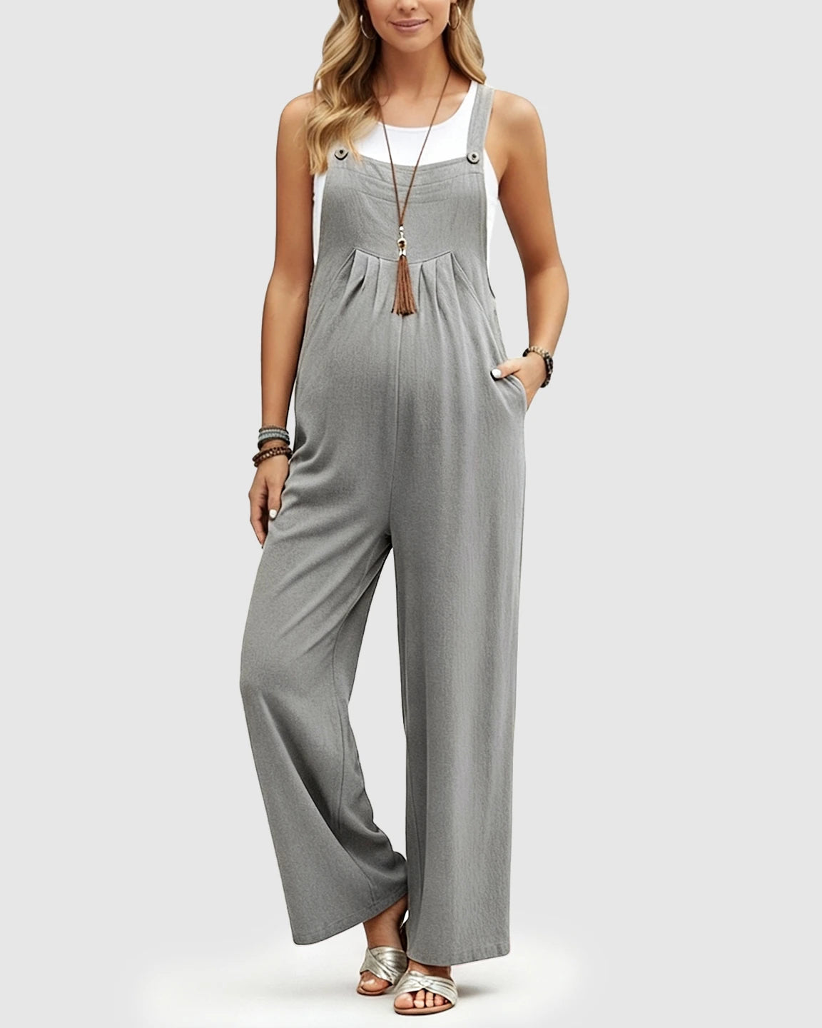 Cotton Drape Maternity Jumpsuit