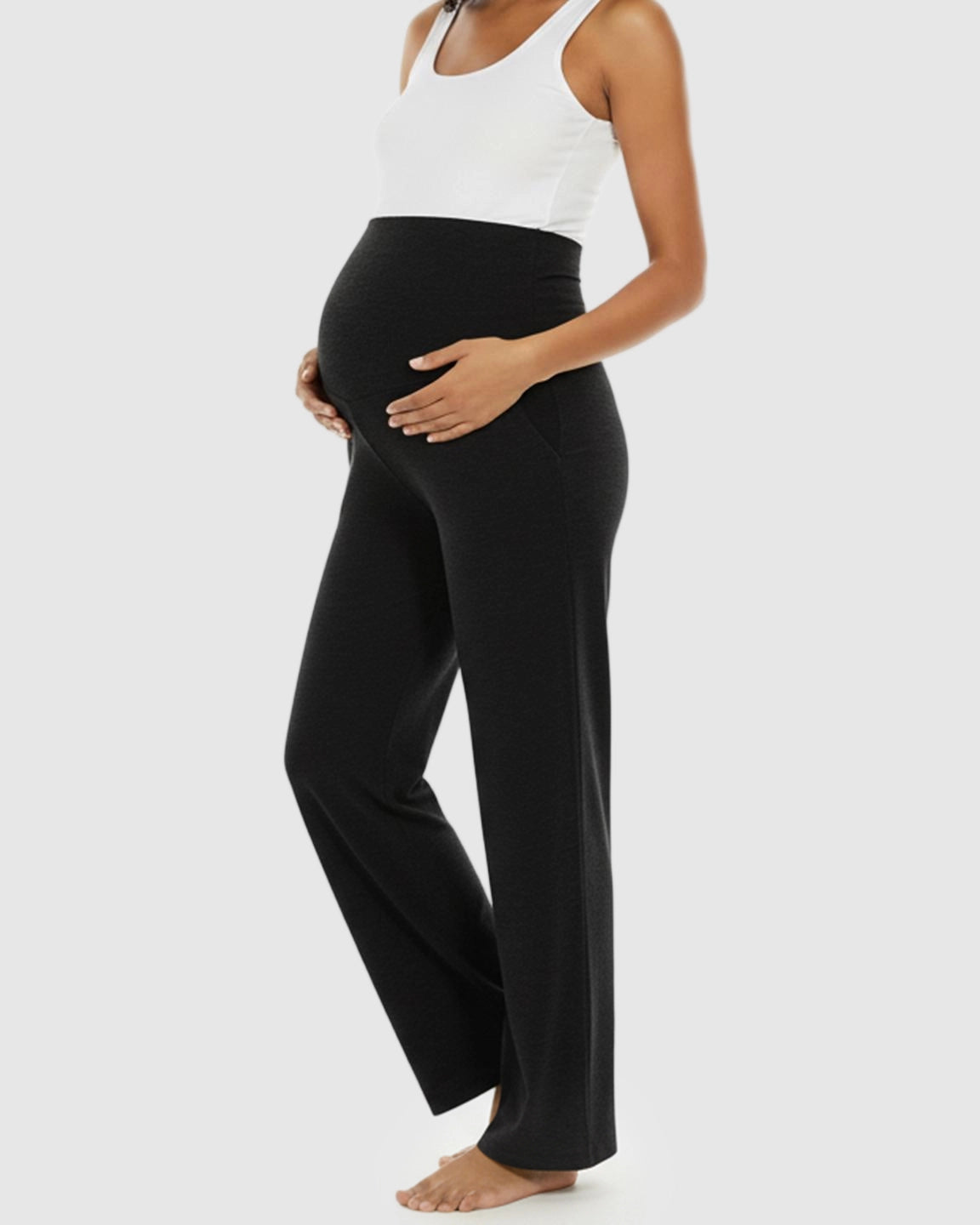 Foldable Waistband Wide-Leg Maternity Lounge Pants