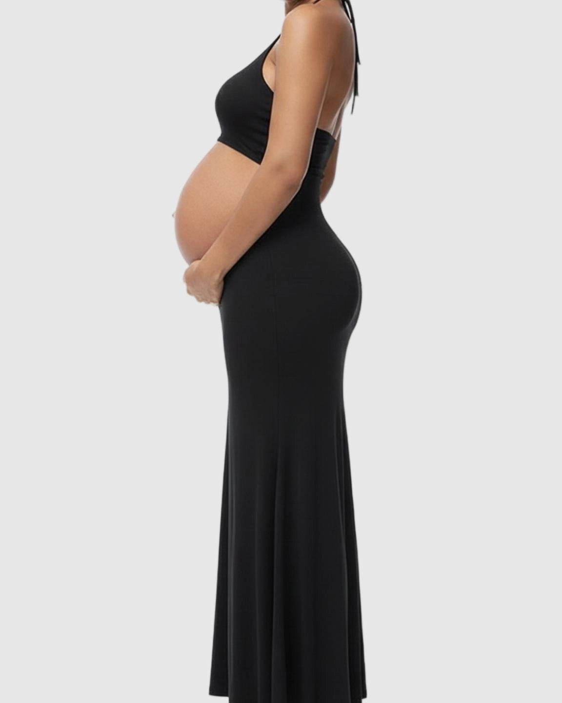 Butt-Lifting Halter Neck Bodycon Maternity Photoshoot Gown