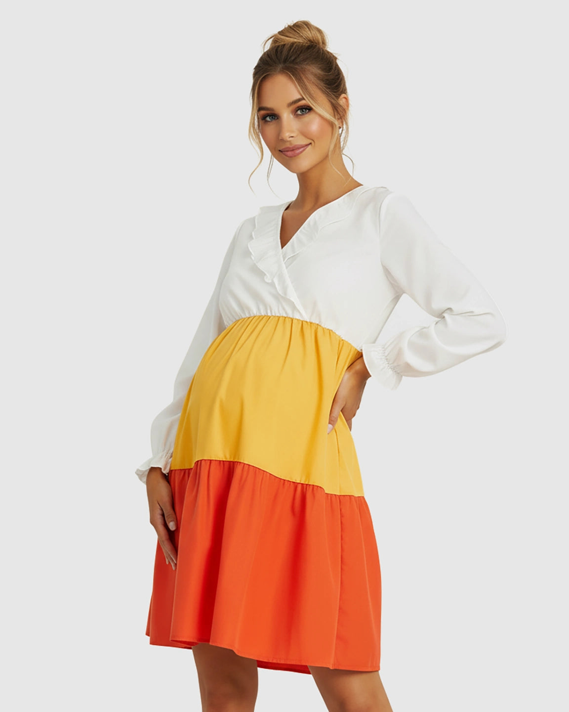 Color-Block V-Neck Nursing & Maternity Dress