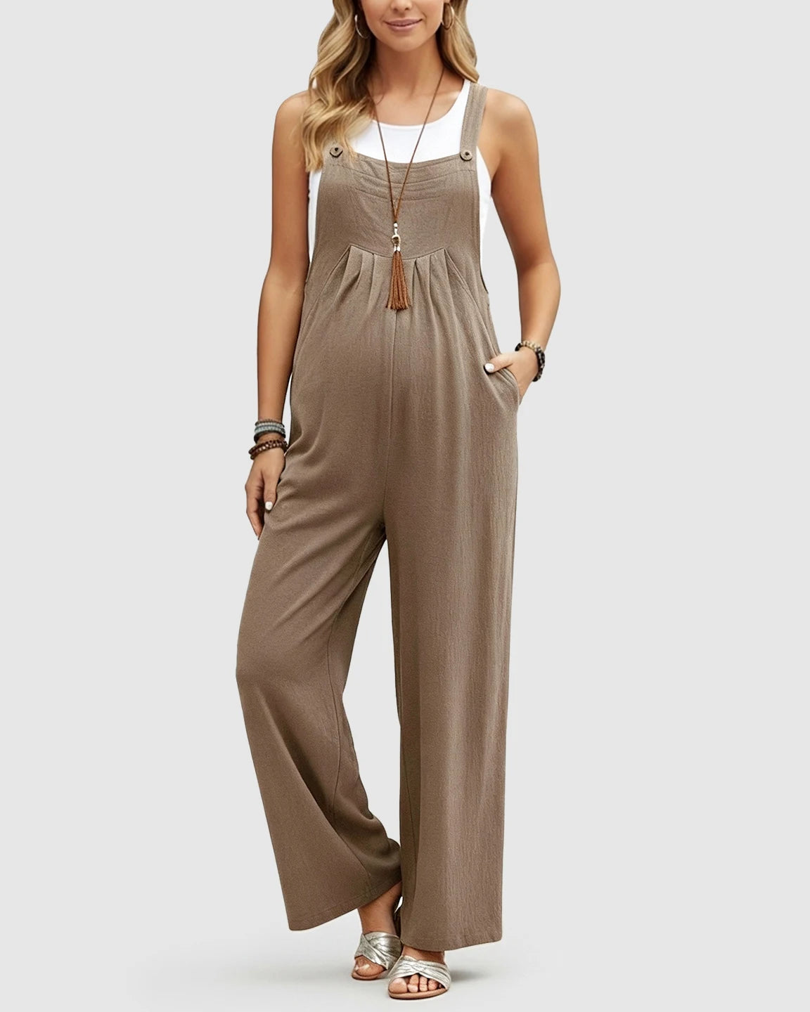 Cotton Drape Maternity Jumpsuit