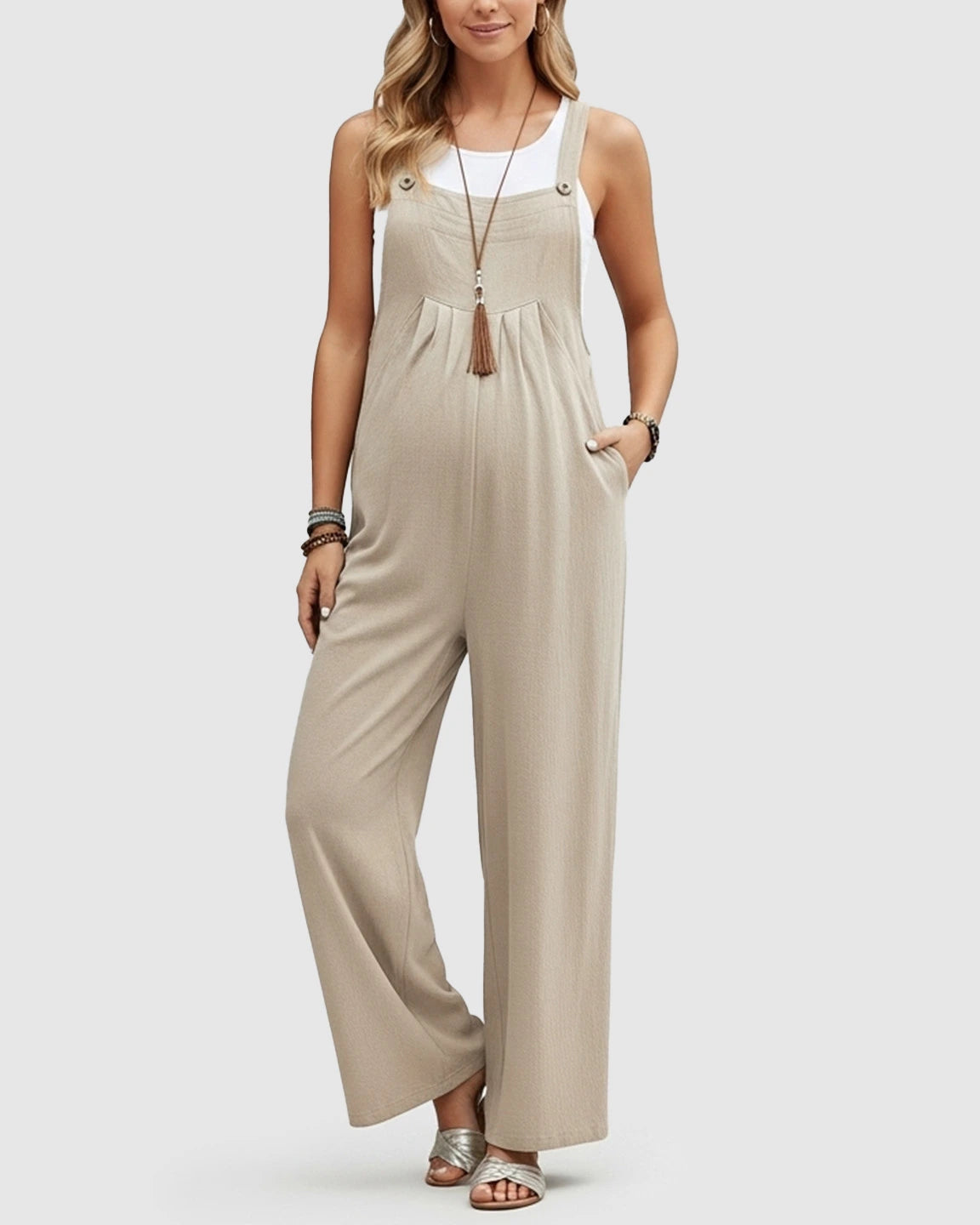 Cotton Drape Maternity Jumpsuit