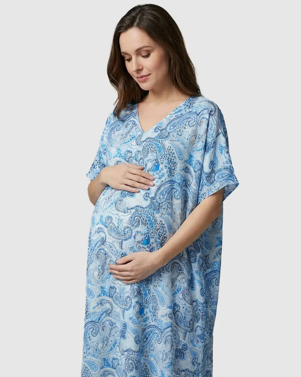 Lightweight Floral-Print Maternity Kaftan Dress