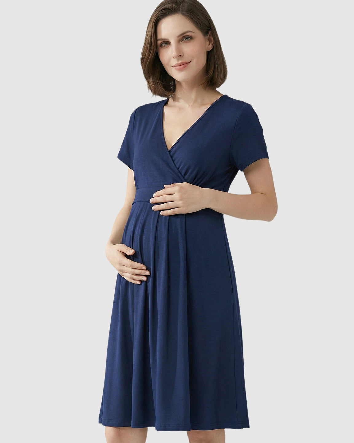 V-Neck A-Line Maternity & Nursing Dress