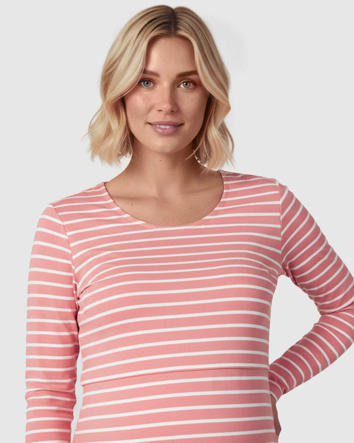 Round Neck Overlap Panel Maternity & Nursing Top