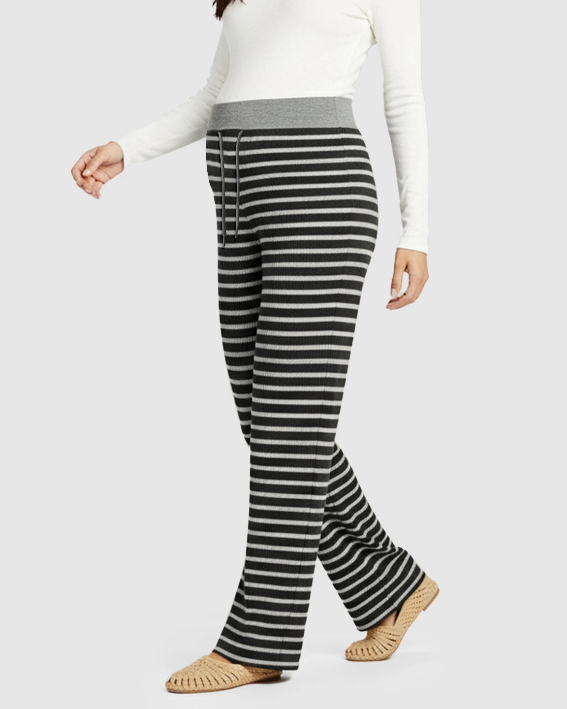 Striped Knitted Wide-Leg Maternity Pants