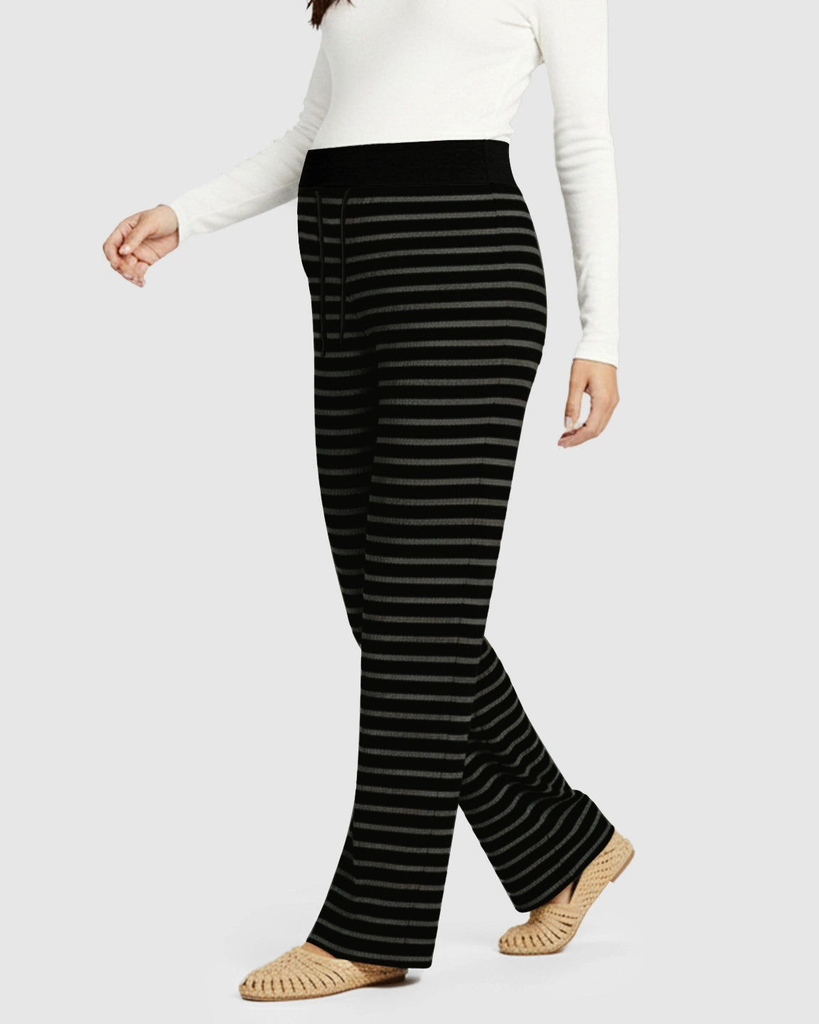Striped Knitted Wide-Leg Maternity Pants