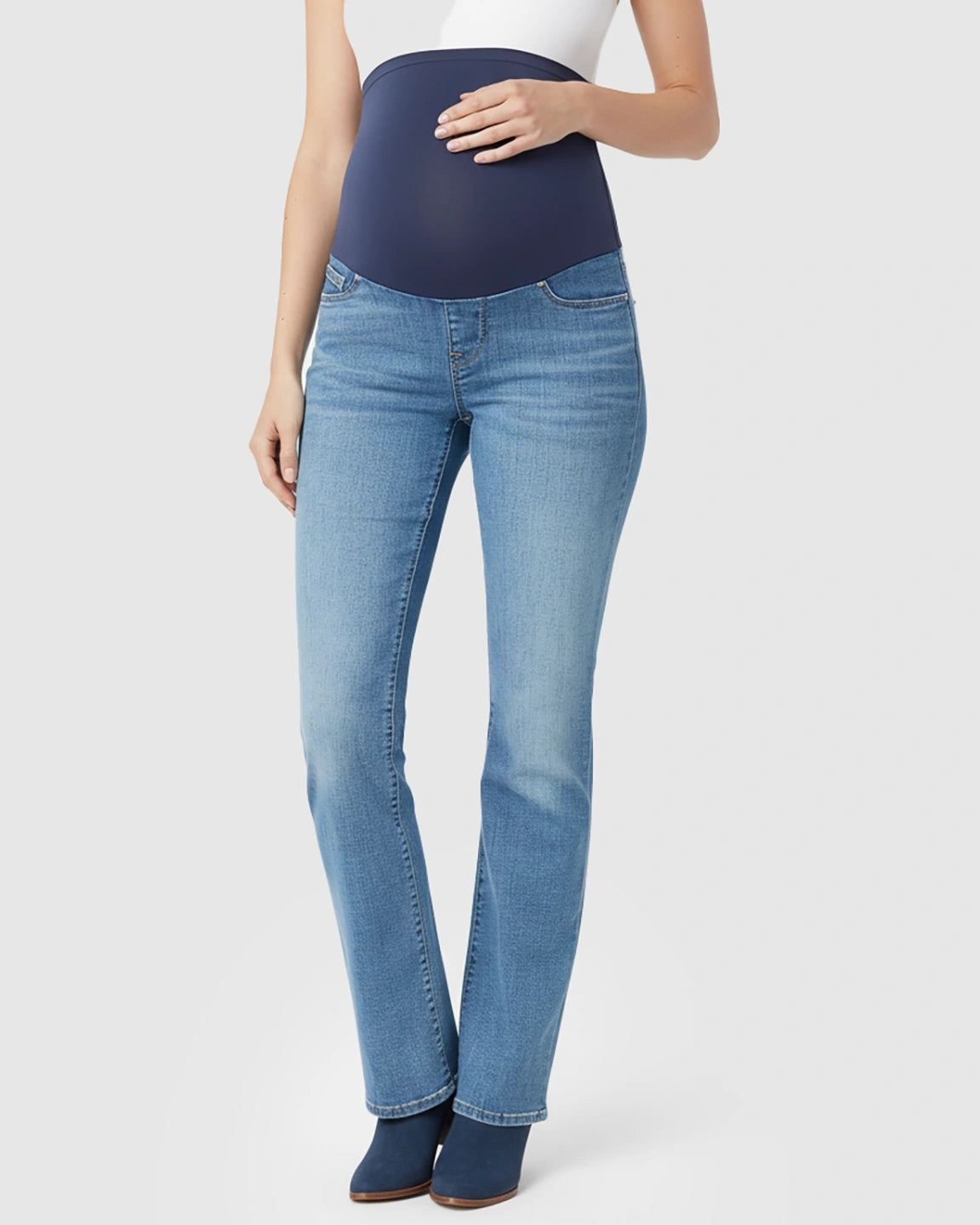 Classic High-Waist Flared-Leg Maternity Jeans