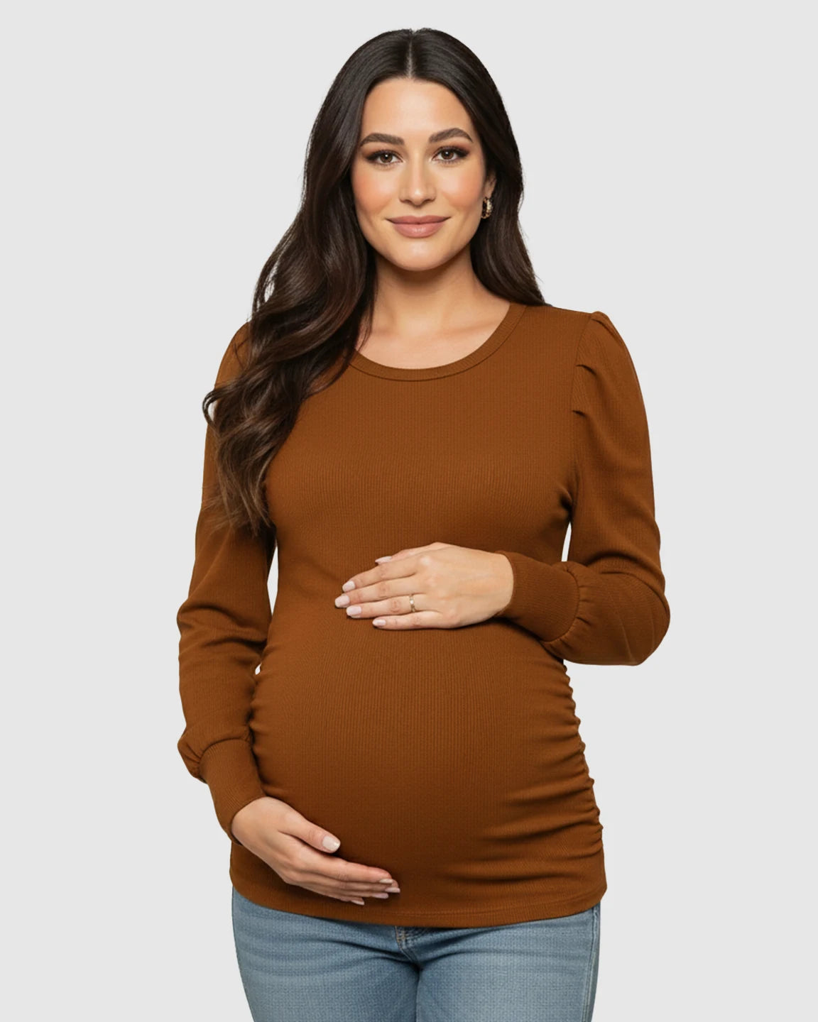 Long-Sleeve Ruched Maternity Top