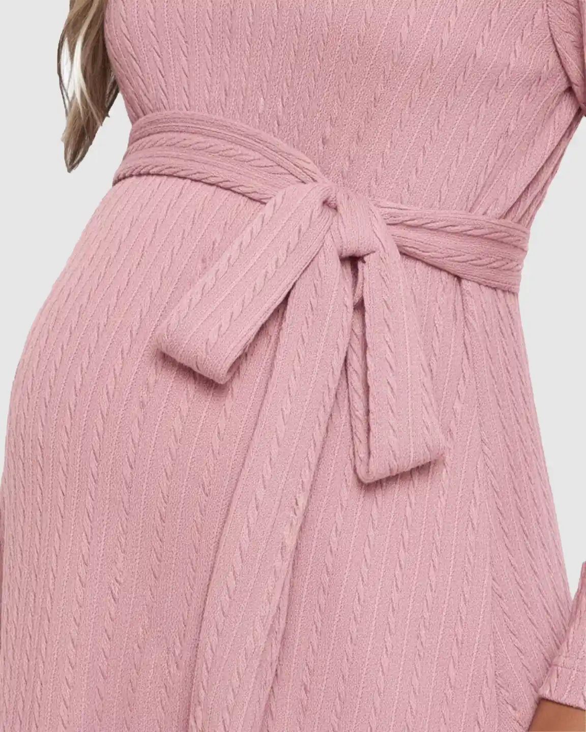 Ribbed Tie-Waist Maternity Midi Dress