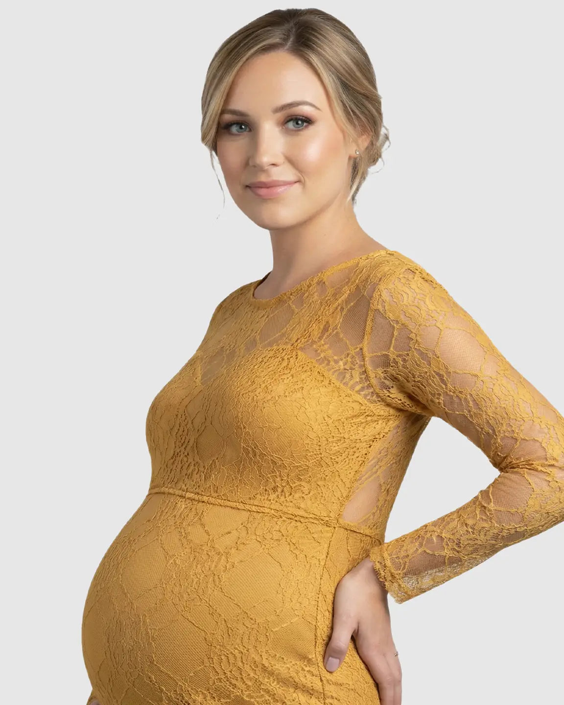 Sheer Lace Trumpet Maternity Photoshoot Gown