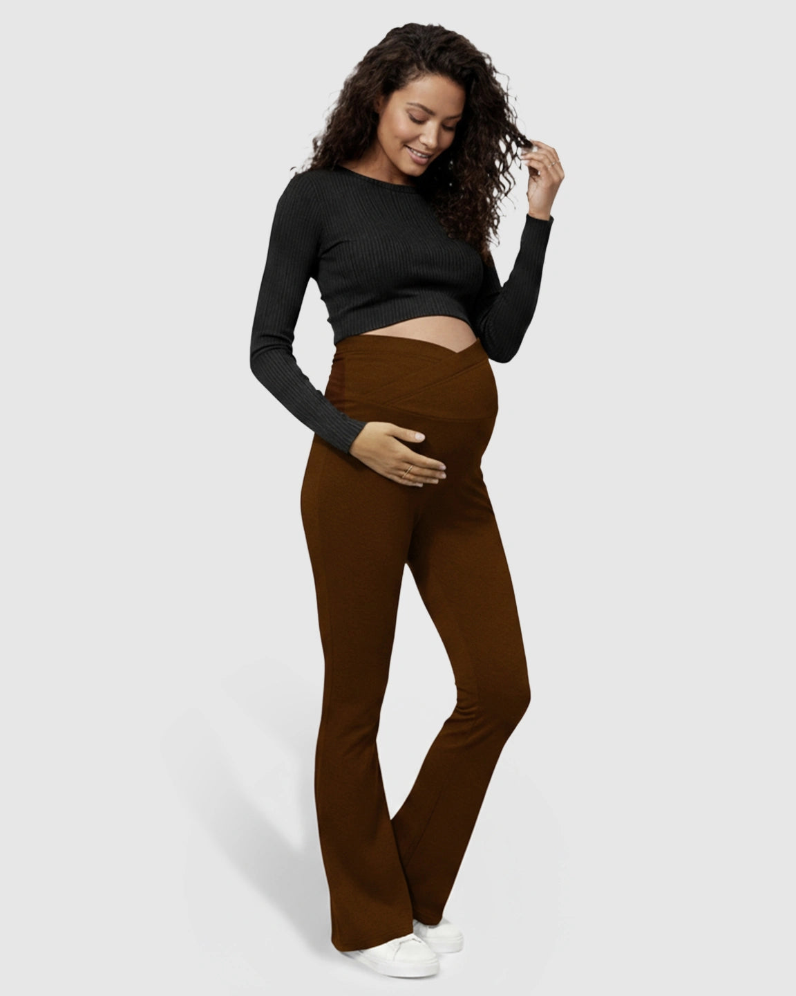 Crossed Waistband Flared Maternity Pants