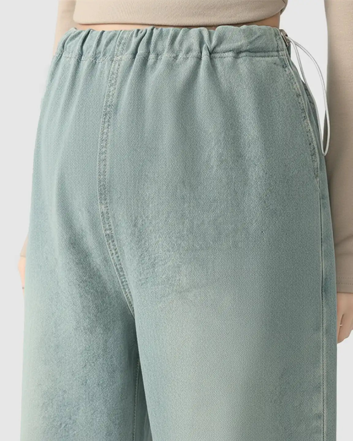 Adjustable Waist Wide-Leg Maternity Denim Pants