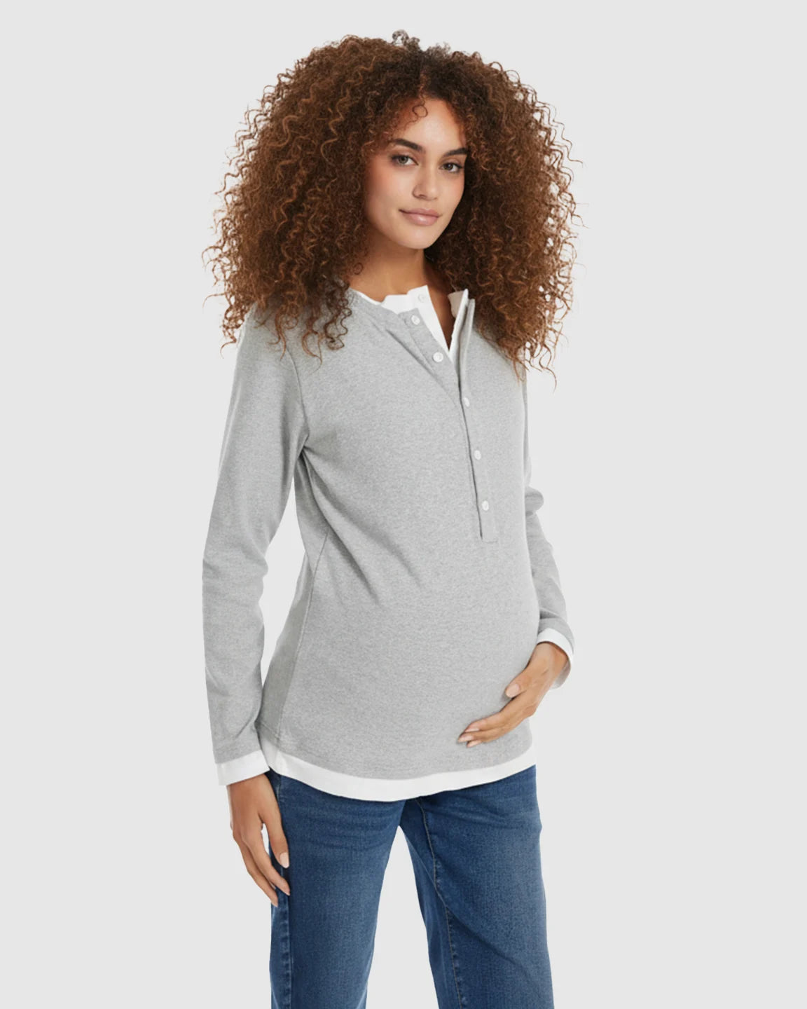 Button-Front Henley Maternity Top
