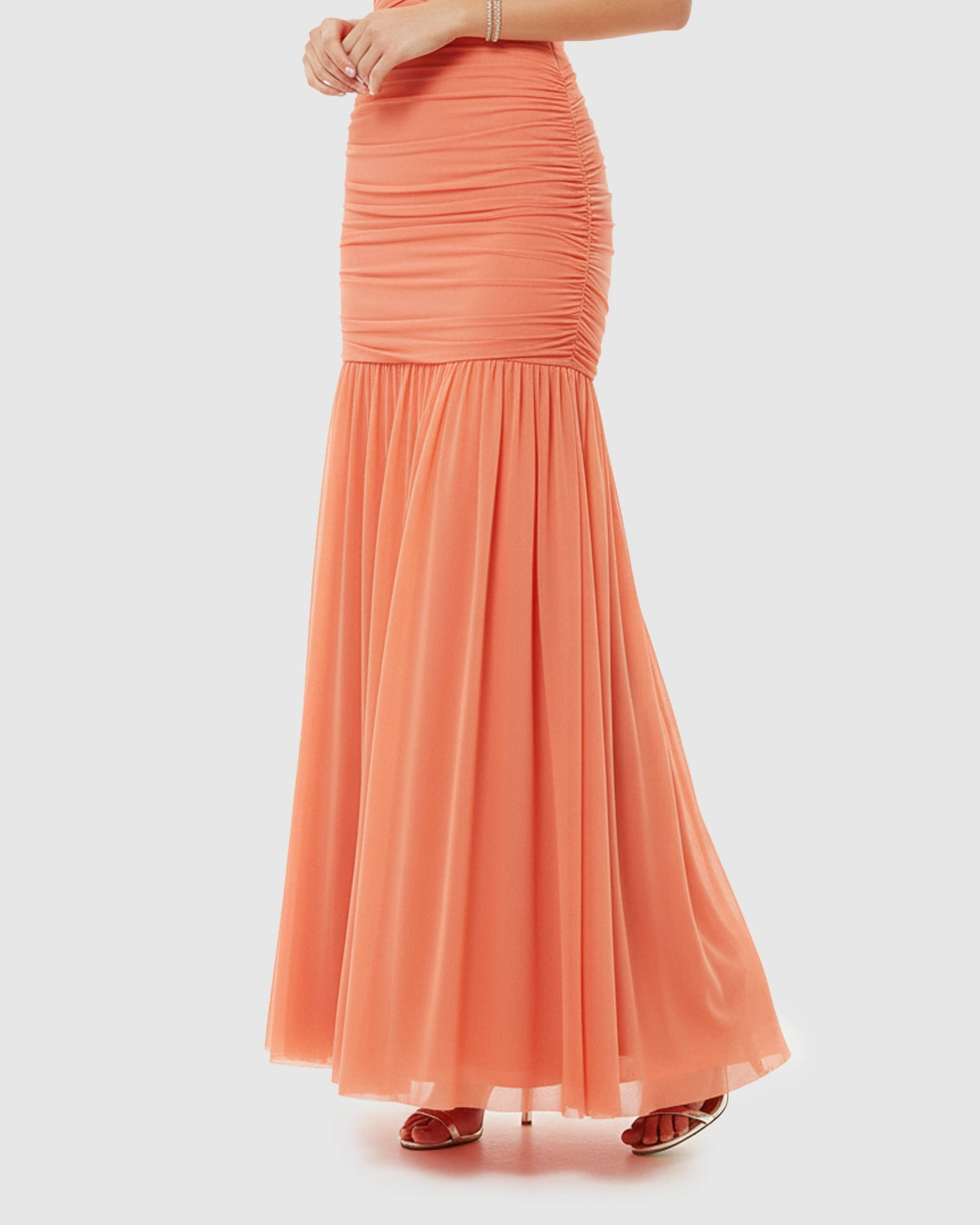 Ruched One-Shoulder Maternity Gown