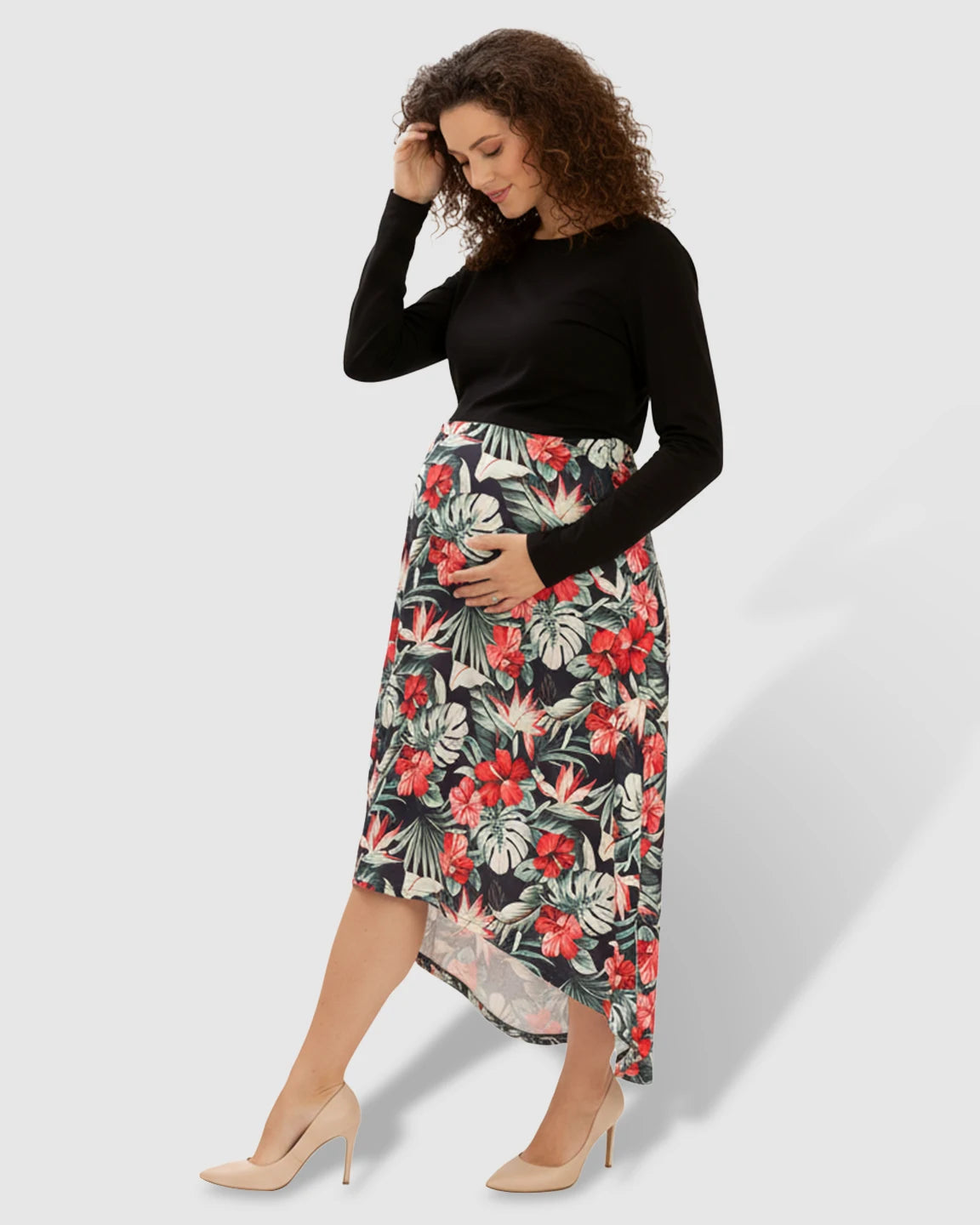 Two-Piece Floral Nursing & Maternity Maxi Dress