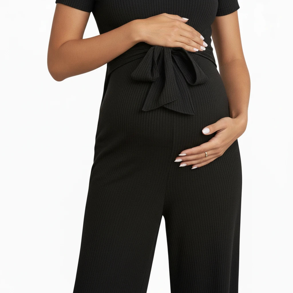 Tie-Waist Sleek-Fit Maternity Jumpsuit
