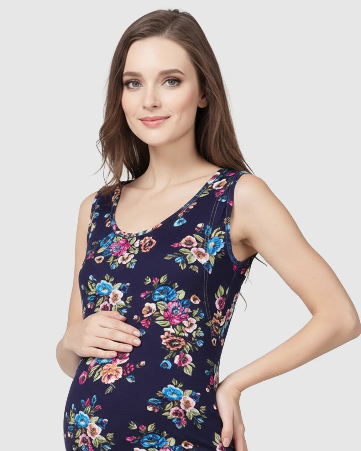 Floral Print Modal Stretch Nursing & Maternity Dress