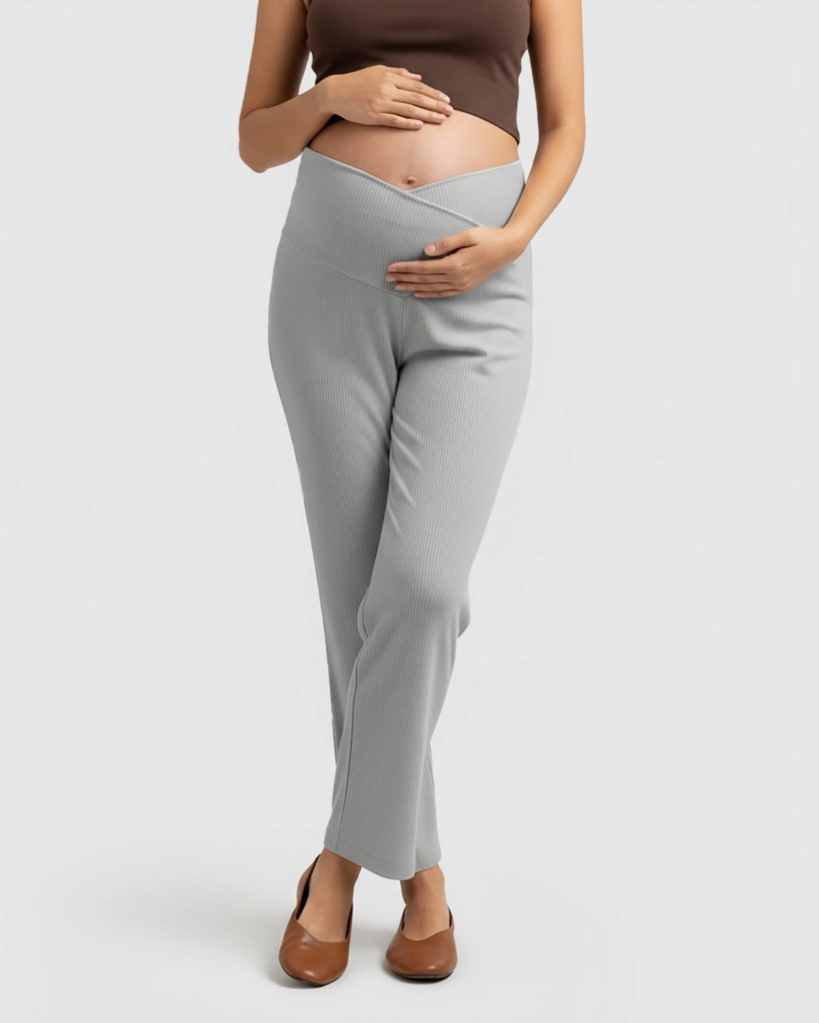 High-Waisted Wide-Leg Tailored Maternity Pants