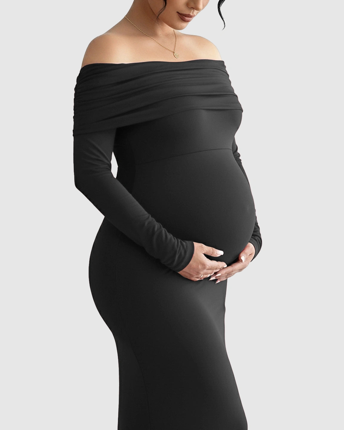 Off-Shoulder Cross-Back Maternity Evening Gown