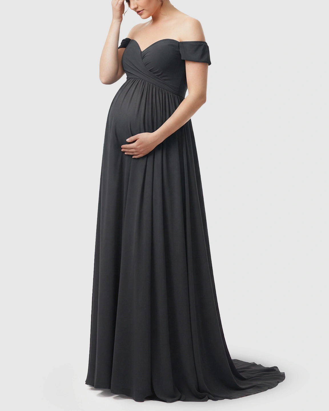 Off-Shoulder Dreamy Maternity Photography Gown
