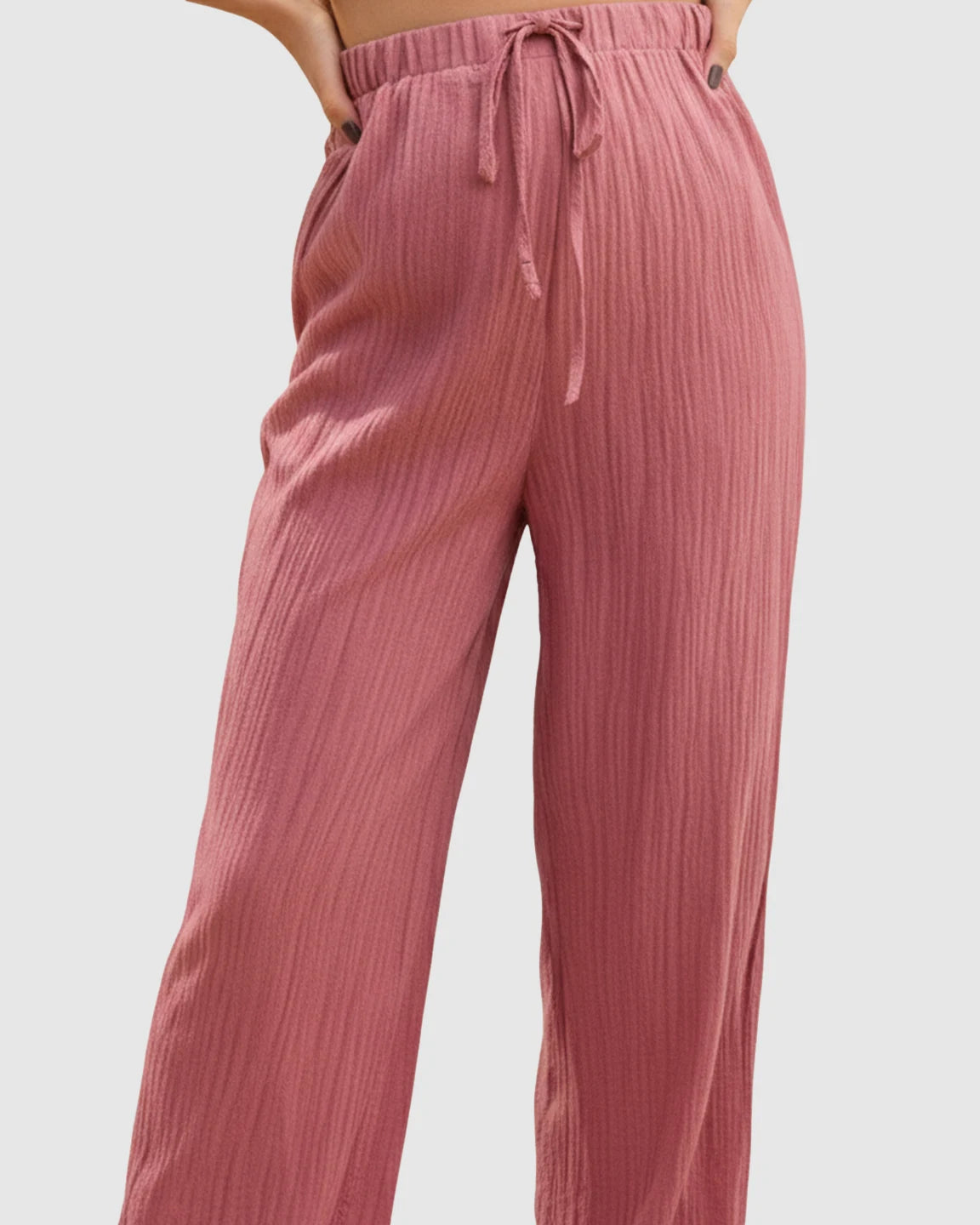 High-Waisted Breathable Wide-Leg Maternity Trousers