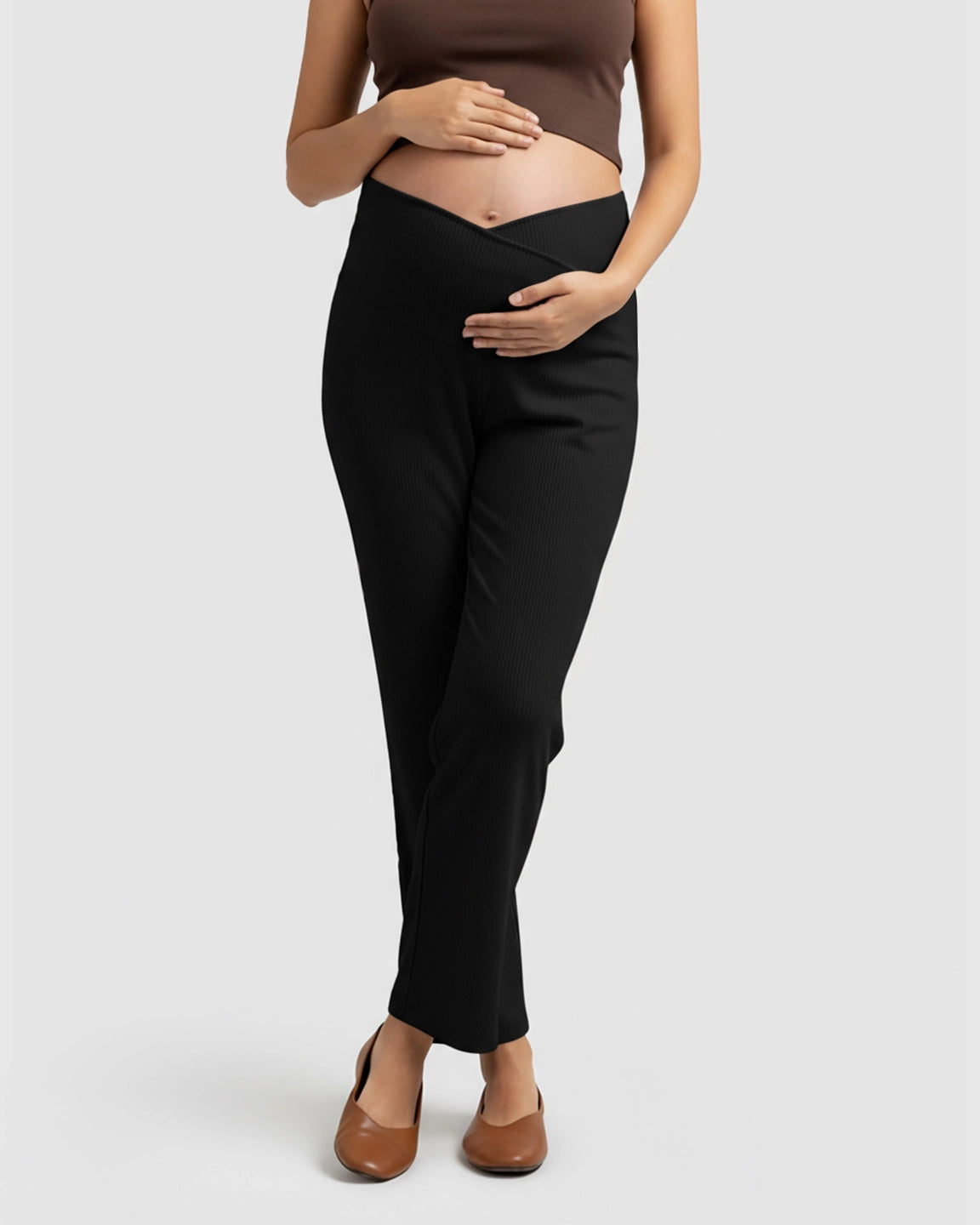 High-Waisted Wide-Leg Tailored Maternity Pants
