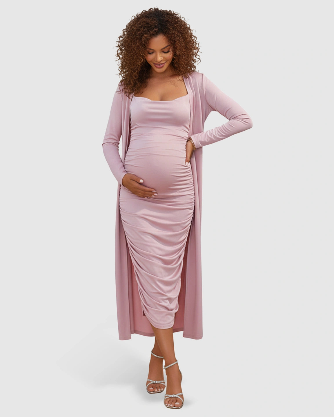 Side Ruched Slip Two Piece Maternity Set