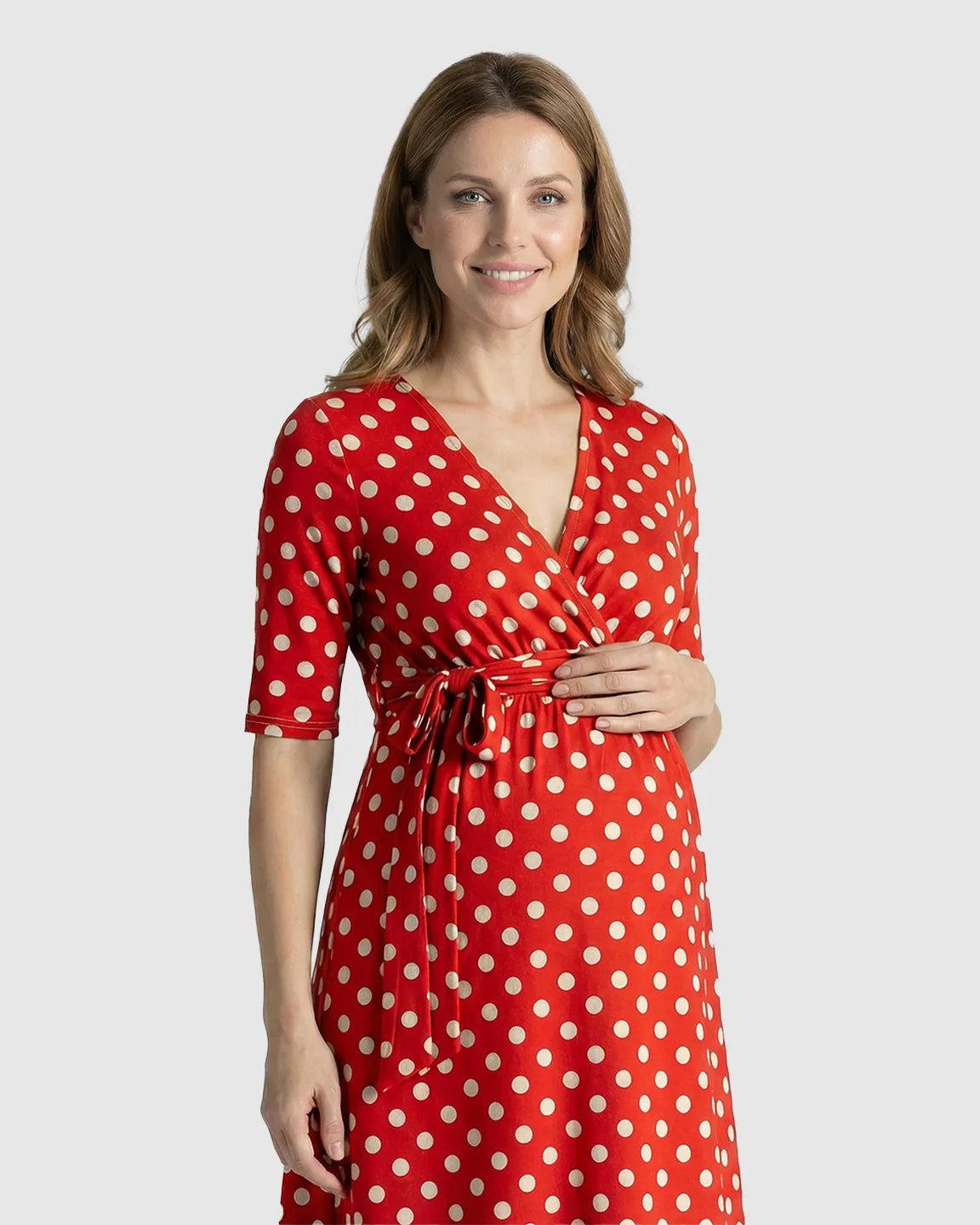 Adjustable Waist Polka Dot Maternity Dress