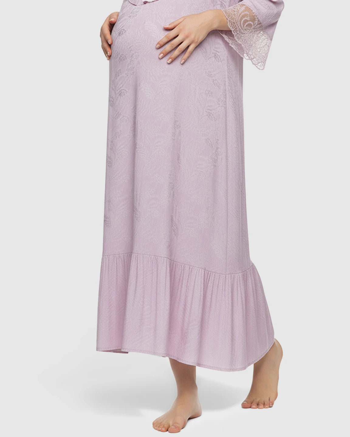 Embroidered Ruffle Flowing Fit Maternity Midi Dress