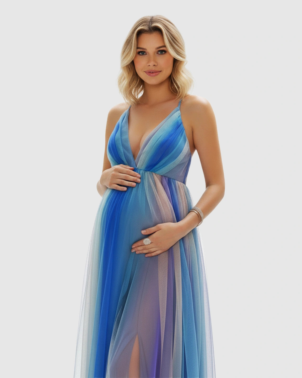 Crisscross Gradient Flowy Maternity Maxi Dress