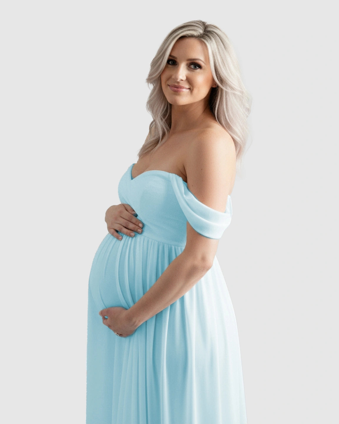 Off-Shoulder Flowing Maternity Photoshoot Gown