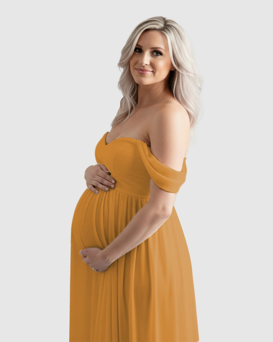 Off-Shoulder Flowing Maternity Photoshoot Gown