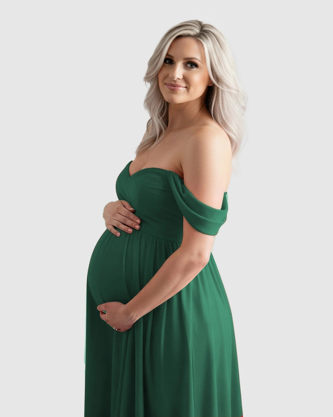 Off-Shoulder Flowing Maternity Photoshoot Gown