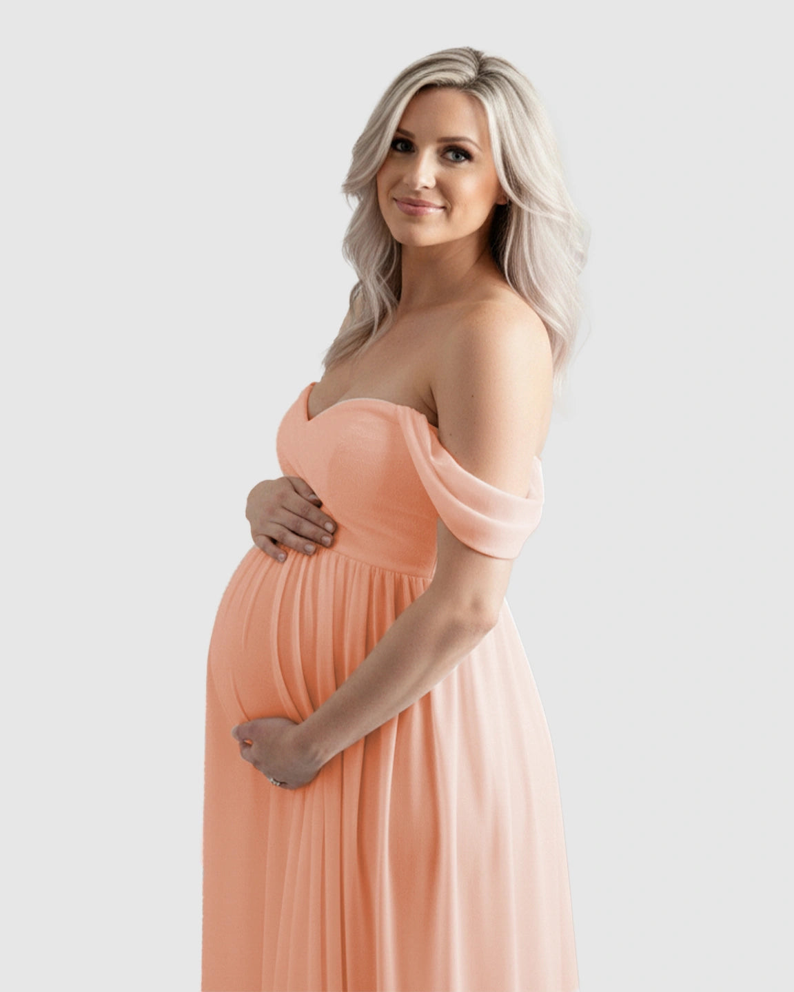 Off-Shoulder Flowing Maternity Photoshoot Gown