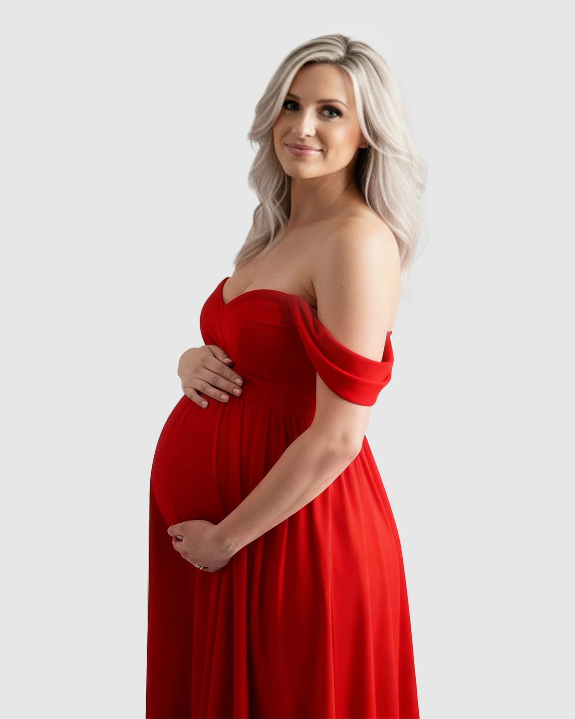 Off-Shoulder Flowing Maternity Photoshoot Gown