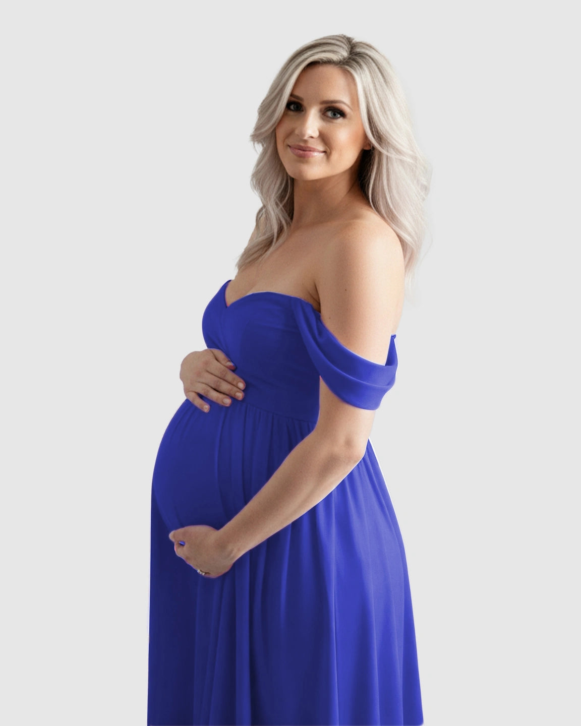 Off-Shoulder Flowing Maternity Photoshoot Gown