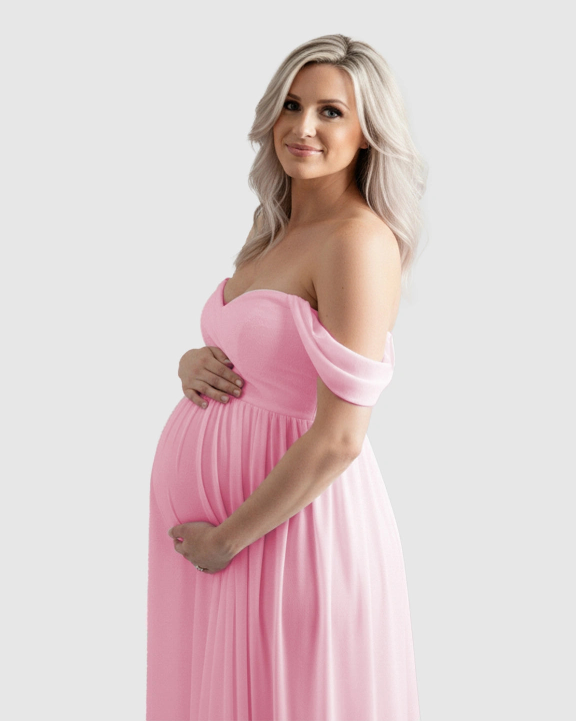 Off-Shoulder Flowing Maternity Photoshoot Gown