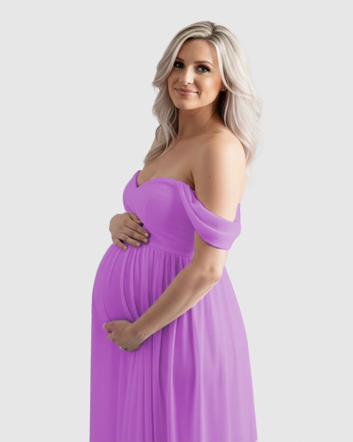 Off-Shoulder Flowing Maternity Photoshoot Gown