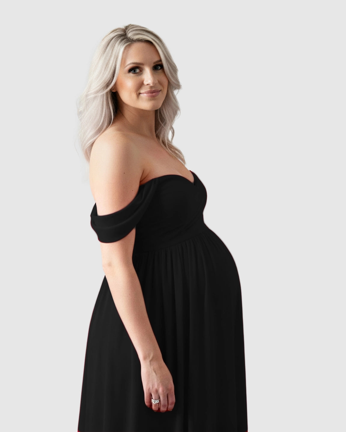 Off-Shoulder Flowing Maternity Photoshoot Gown