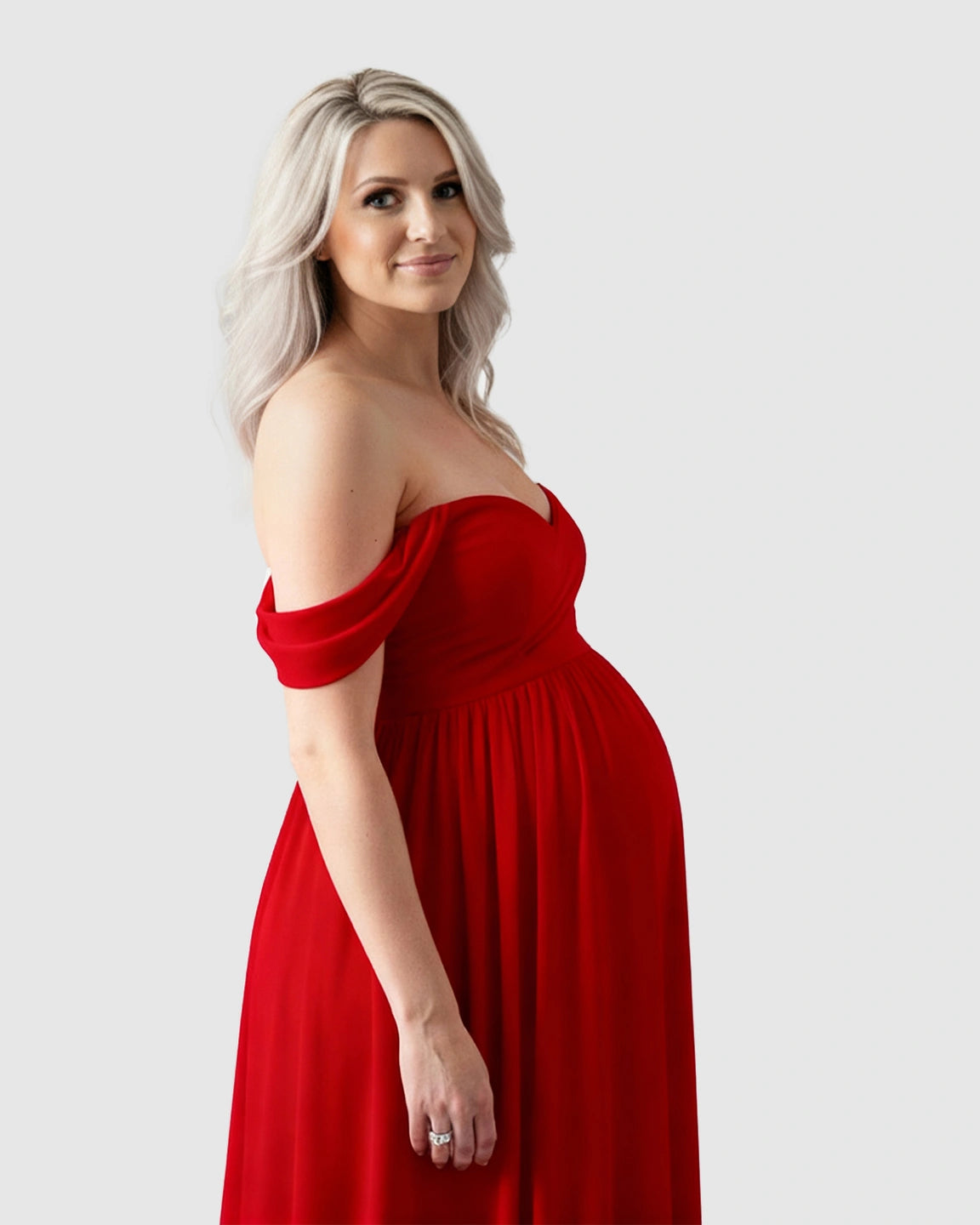 Off-Shoulder Flowing Maternity Photoshoot Gown