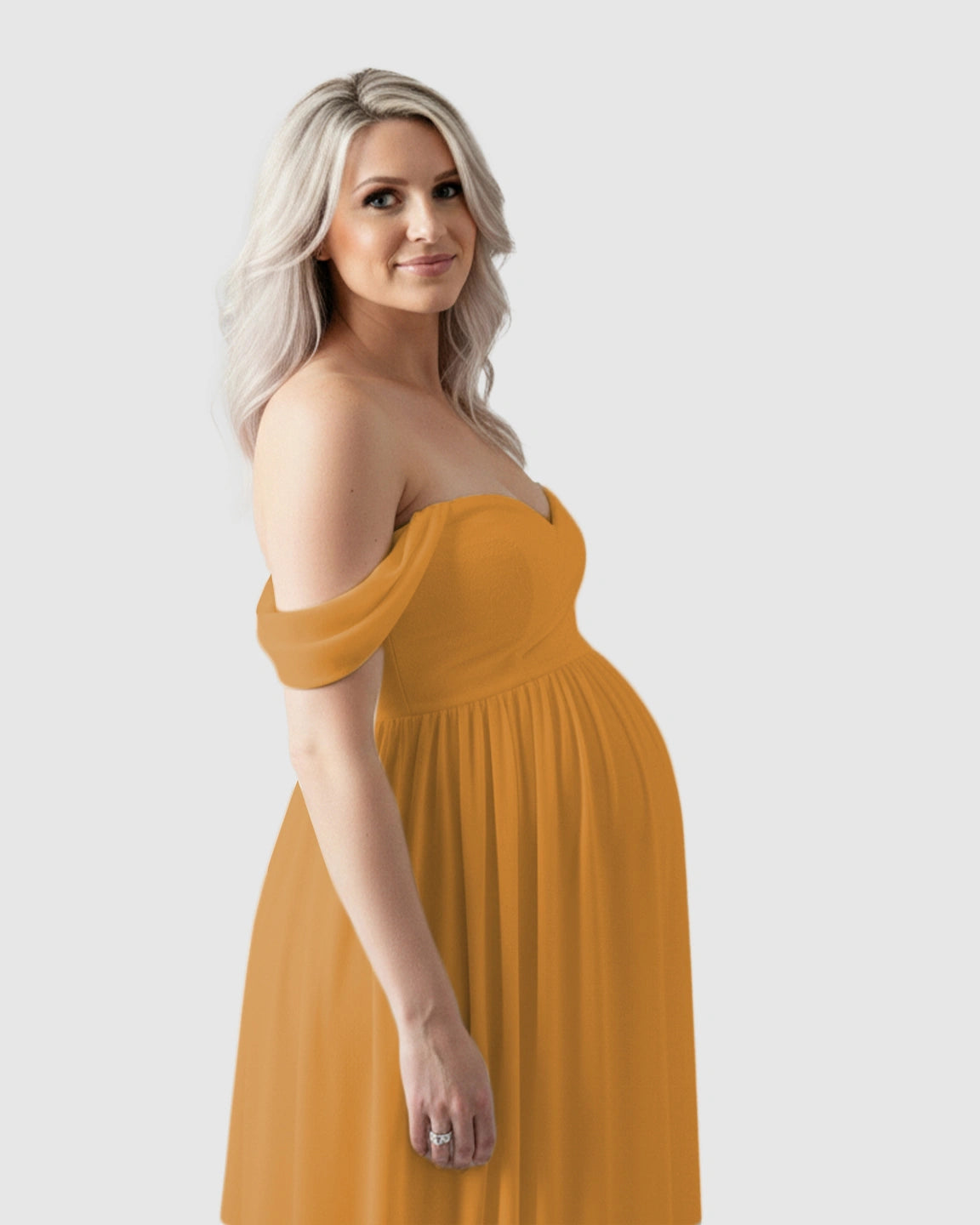 Off-Shoulder Flowing Maternity Photoshoot Gown
