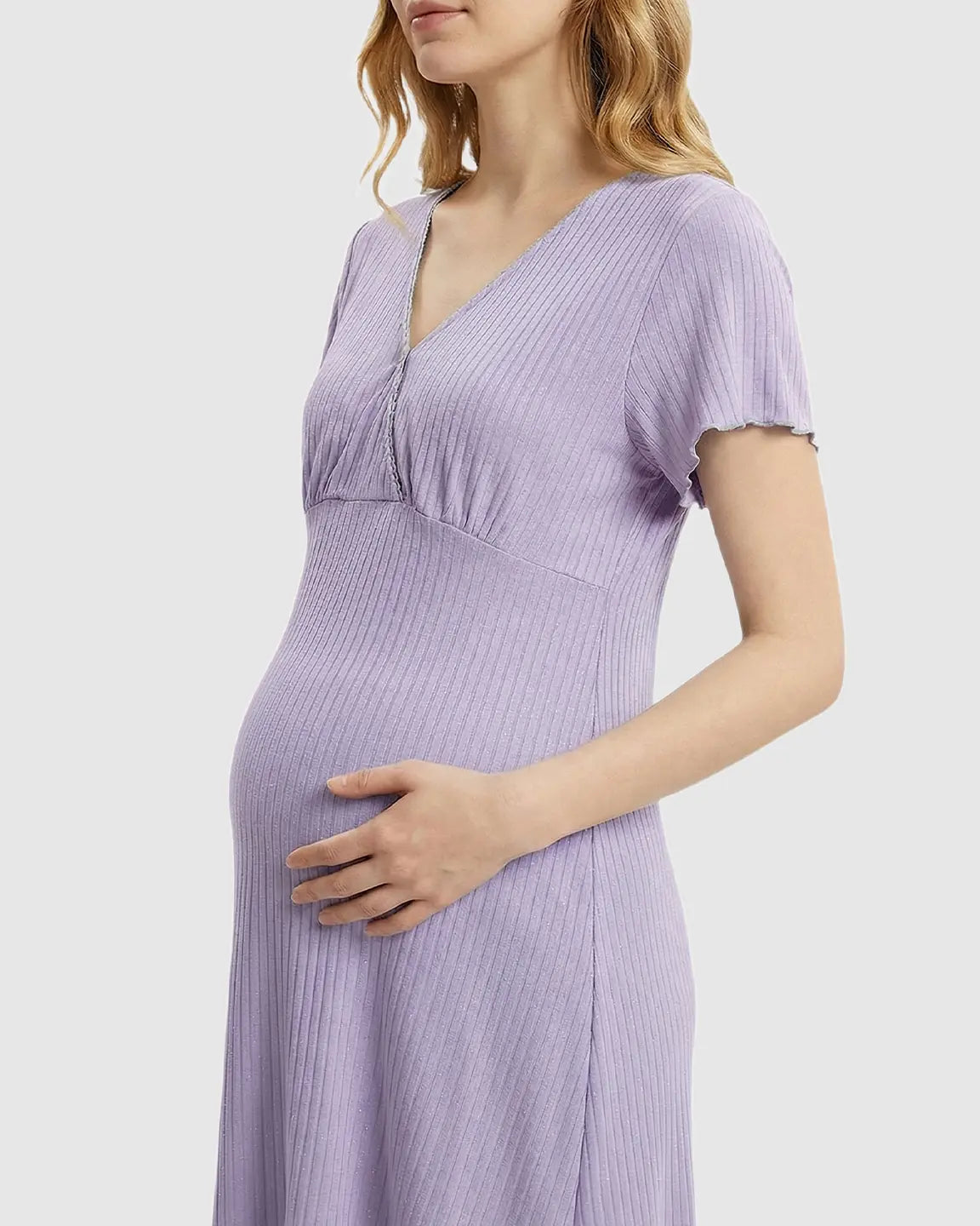 Hidden Nursing Access K-Fashion Maternity Lounge Dress