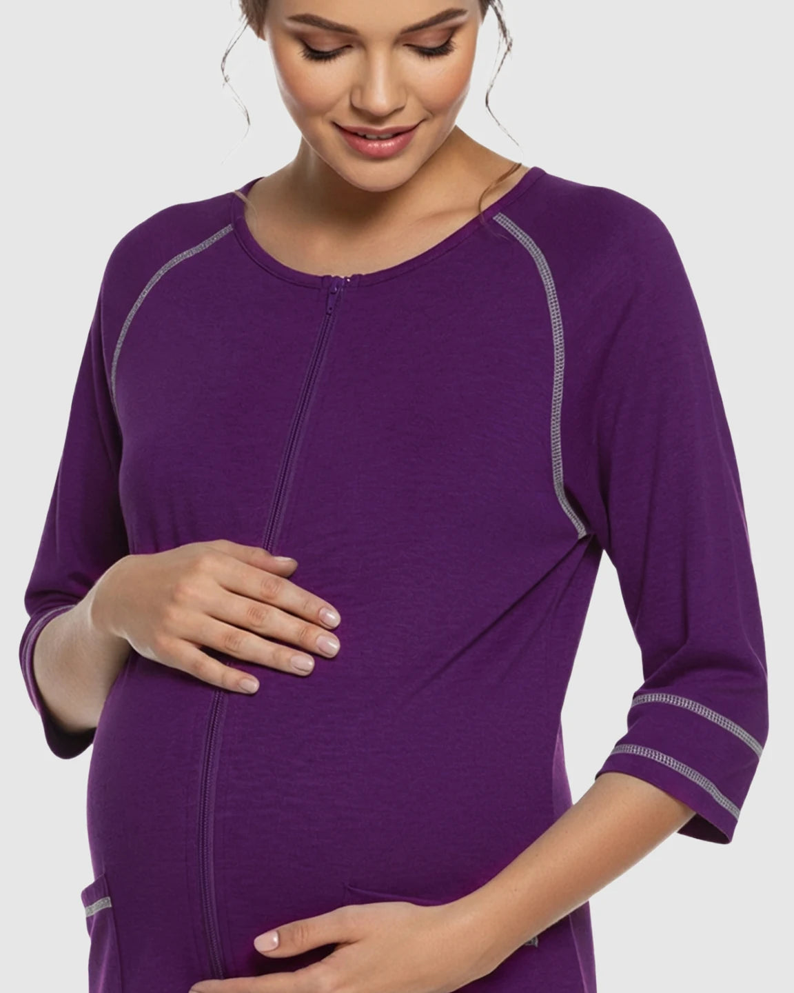 Front Zipper Loose Fit Maternity & Nursing Dress