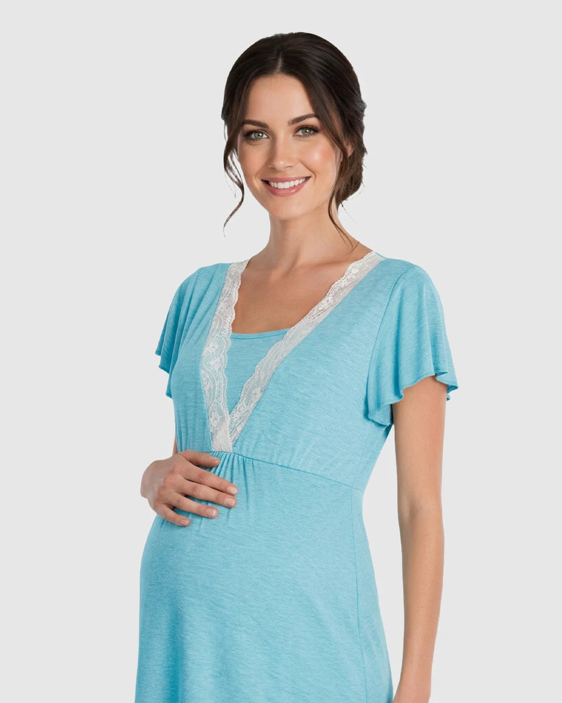 Lace-Trim V-Neck Maternity & Nursing Nightdress